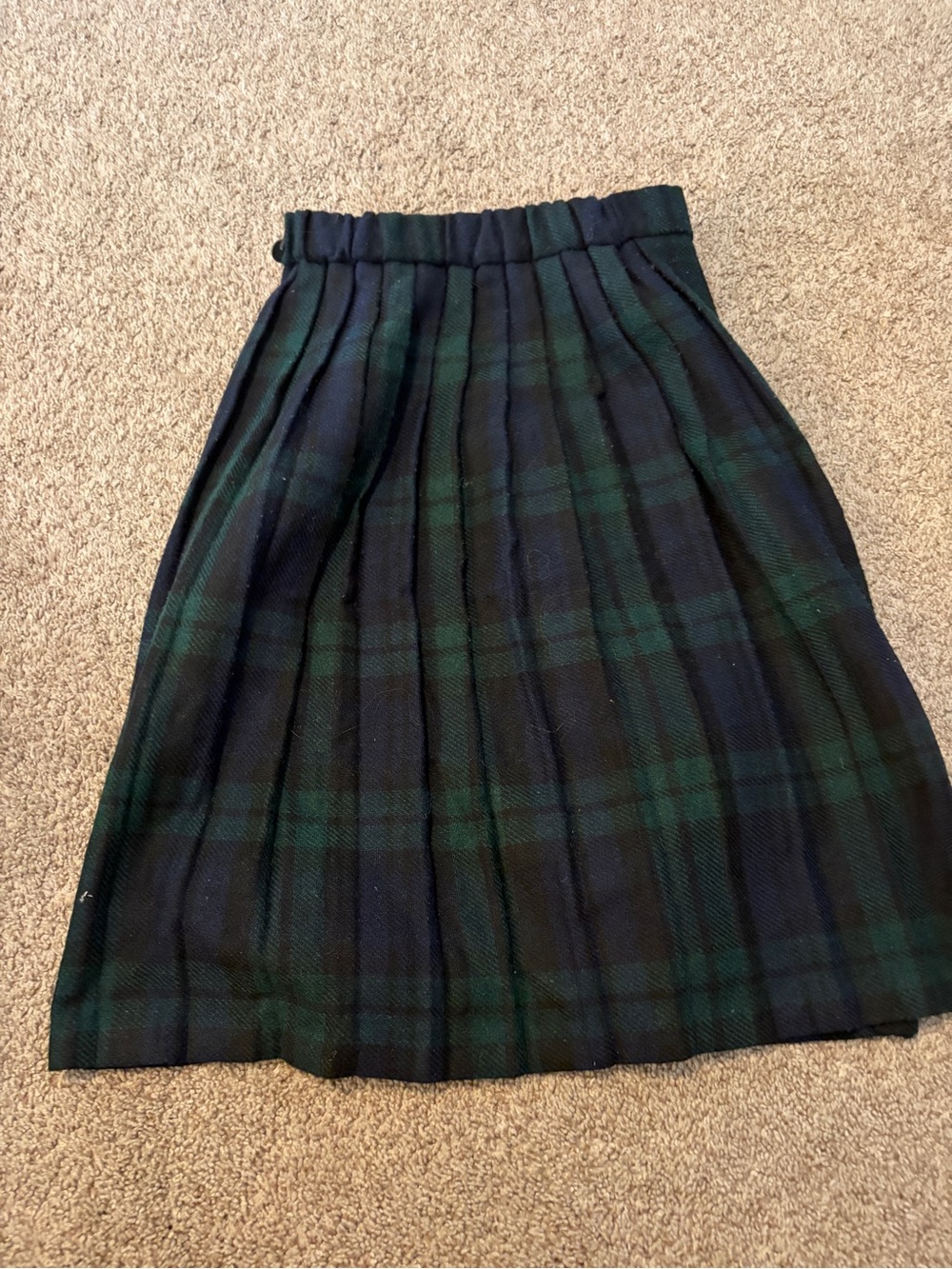 Girls Green and Navy Plaid Pleated Skirt